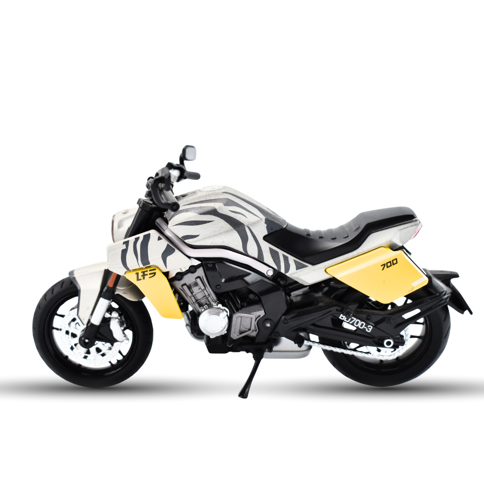 HUAYI Motocykl BENDA TANG DAO LFS700 BIAŁY 1/12 ŚWIATŁA + DŹWIĘK
