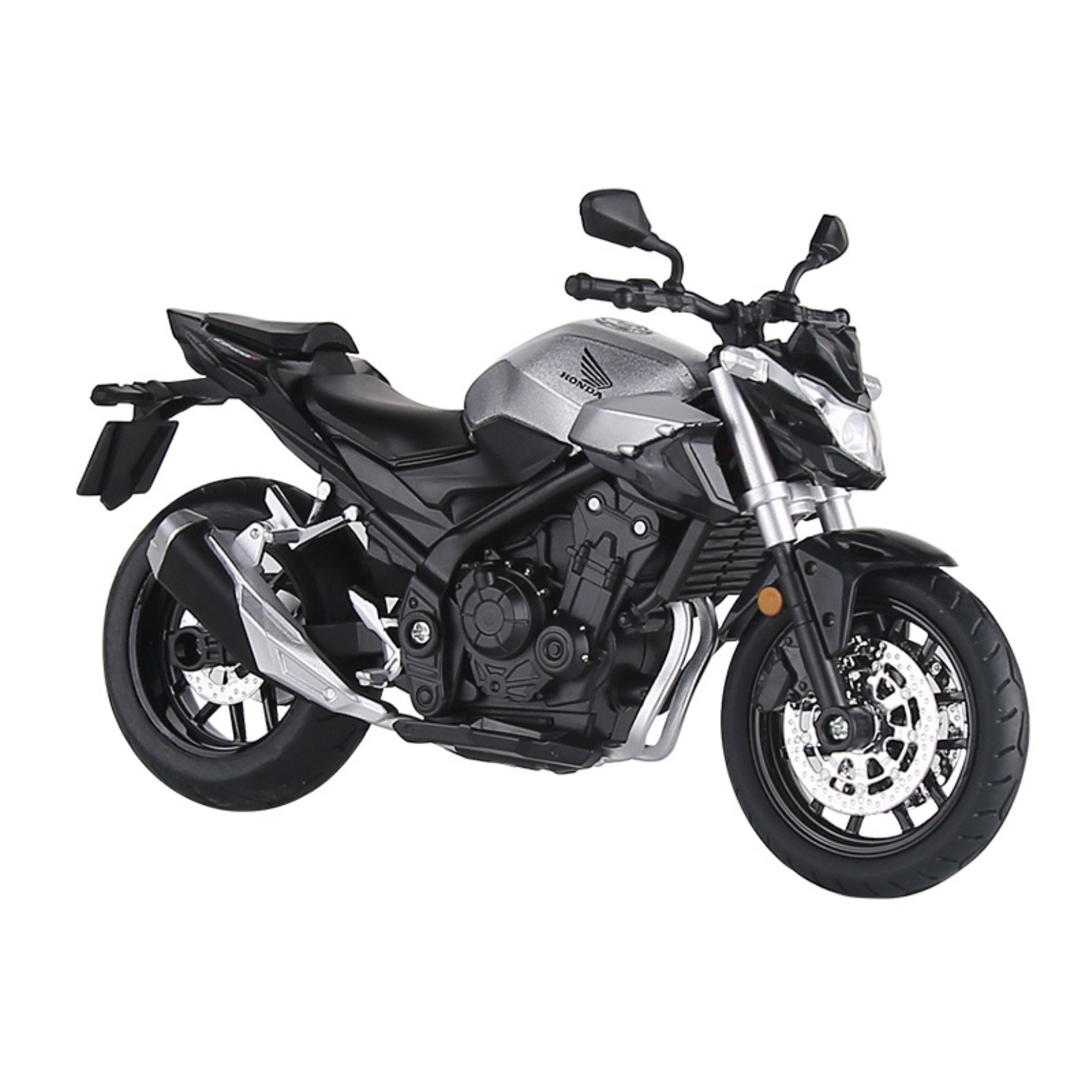 HUAYI Motocykl HONDA CB400F SREBRNY 1/12 ŚWIATŁA + DŹWIĘK